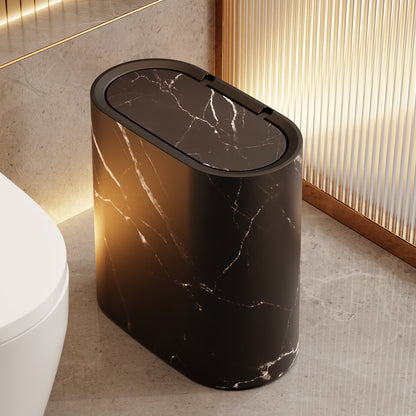 Compact Kitchen Bin with Marble Pattern Lid for Bathroom Waste