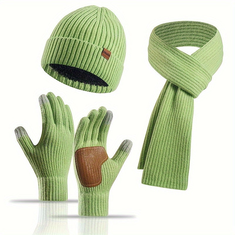 Unisex Winter Comfort Set – Knitted Beanie, Scarf, and Gloves
