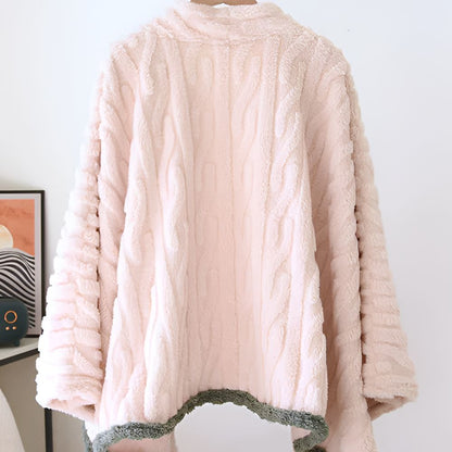 Luxurious Embroidered Fleece Wrap for Cozy Elegance