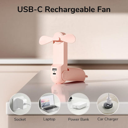 Portable 3-in-1 Mini Fan – USB Rechargeable, Foldable for Travel & Outdoors