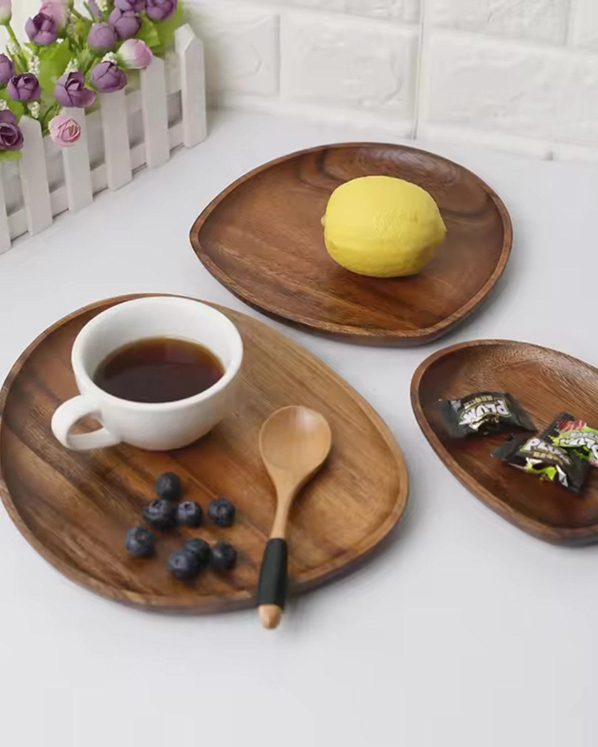 Rustic Wooden Platter Set – Natural Serving Tray for Kitchen Decor
