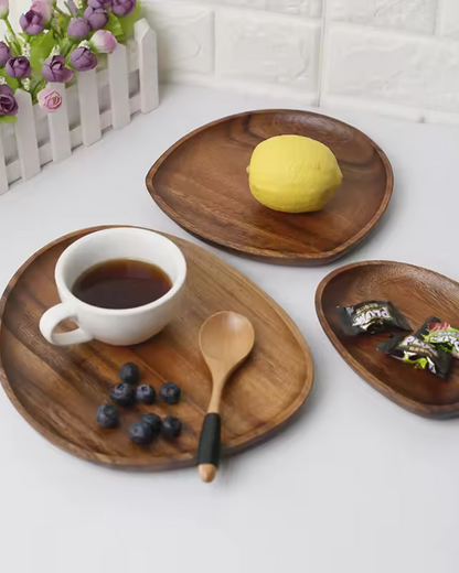 Rustic Wooden Platter Set – Natural Serving Tray for Kitchen Decor