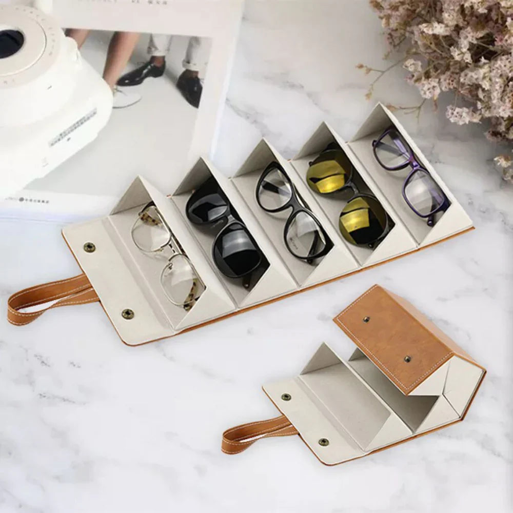 Foldable Multi-Case for Glasses | PU Leather Lens Organizer