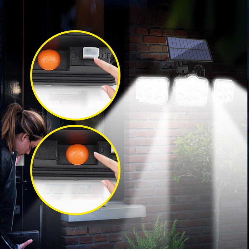 Triple-Head Solar-Powered LED Wall Light
