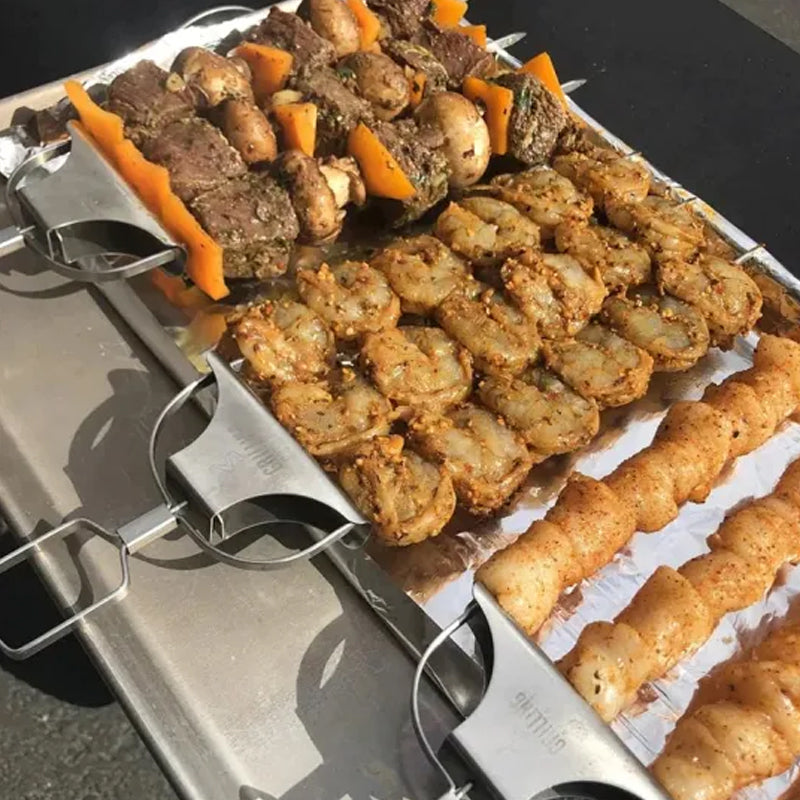Triple Prong BBQ Skewers for Effortless Grilling