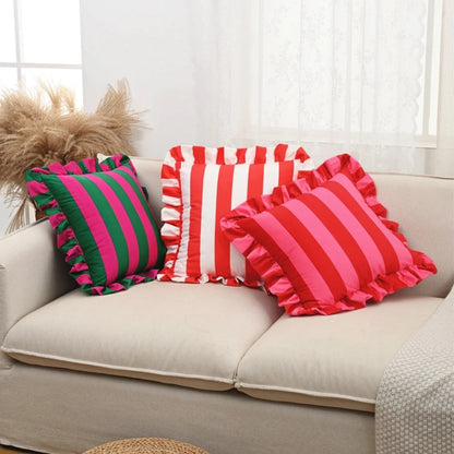 Chic Striped Ruffle Pillow Cover for Elegant Spaces