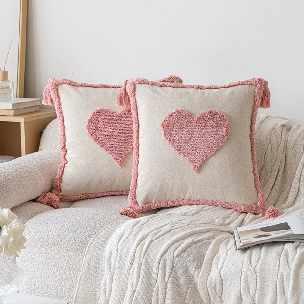 Charming Floral-Patterned Cushions with Tassel Accents