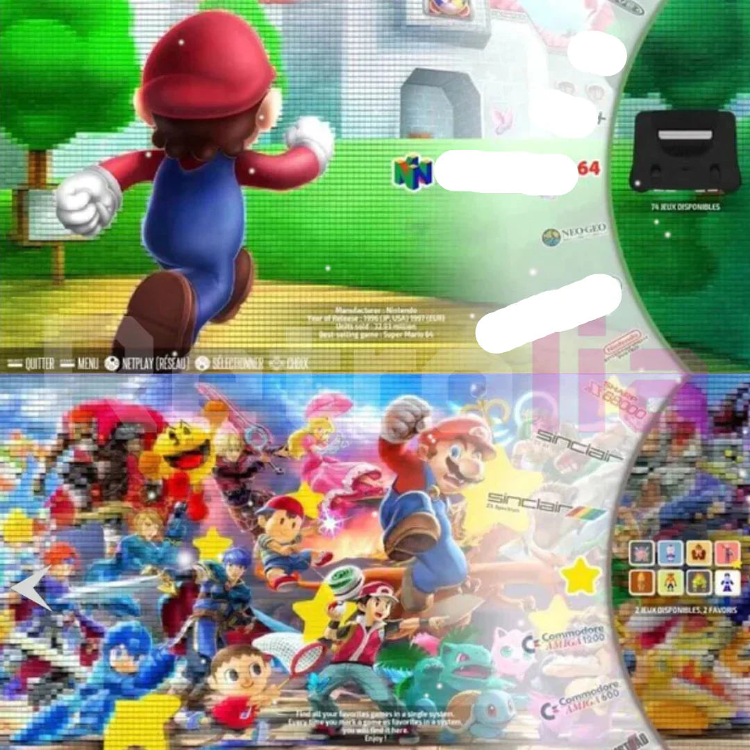 64GB Game Console with 2 Controllers - Over 20,000 Games Including Mario and Pokémon