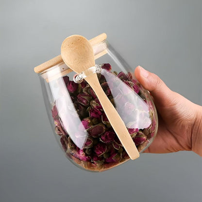 Chic Storage Jar with Wooden Lid and Spoon