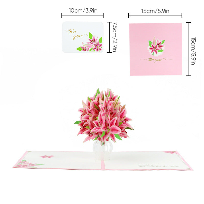 Elegant 3D Floral Pop-Up Card for Mother's Day Gift