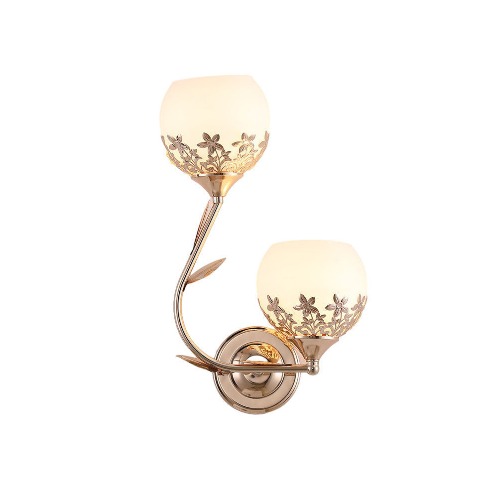 Simple European Style Wall Sconces with 2-Light Glass Flower Design