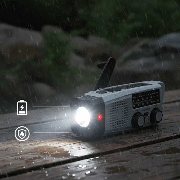 Emergency Radio with Hand Crank, LED Light & SOS Alert
