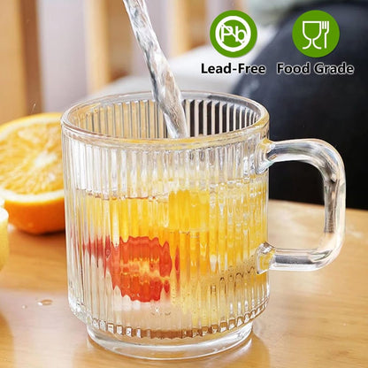 Set of 6 Glass Coffee Cups with Handles