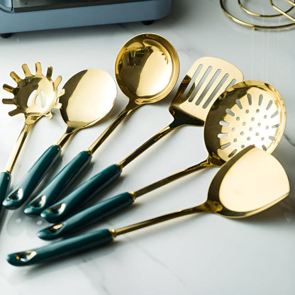 Elegant Gold-Plated Kitchen Utensil Collection