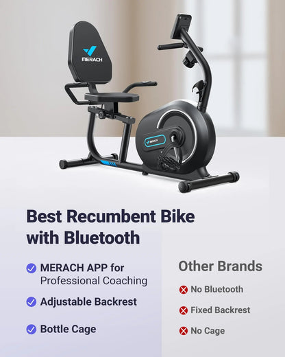Recumbent Exercise Bike with Bluetooth, 8 Resistance Levels, LCD Monitor & App Sync, 300 lb Capacity