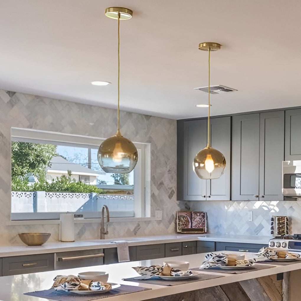 LED Hanging Glass Pendant Light for Kitchen and Living Room