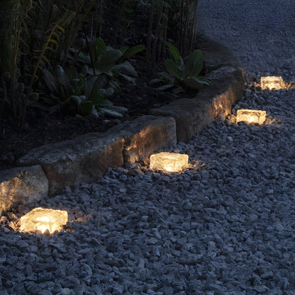 Modern Solar Outdoor Step Lights with Colourful Ice Cube Design - Set of 2