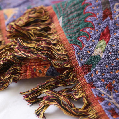 Vibrant Boho Throw Blanket with Stylish Tassels