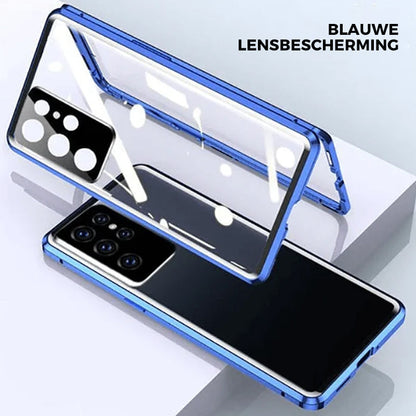 Tempered Glass Dual Phone Case for Samsung Devices