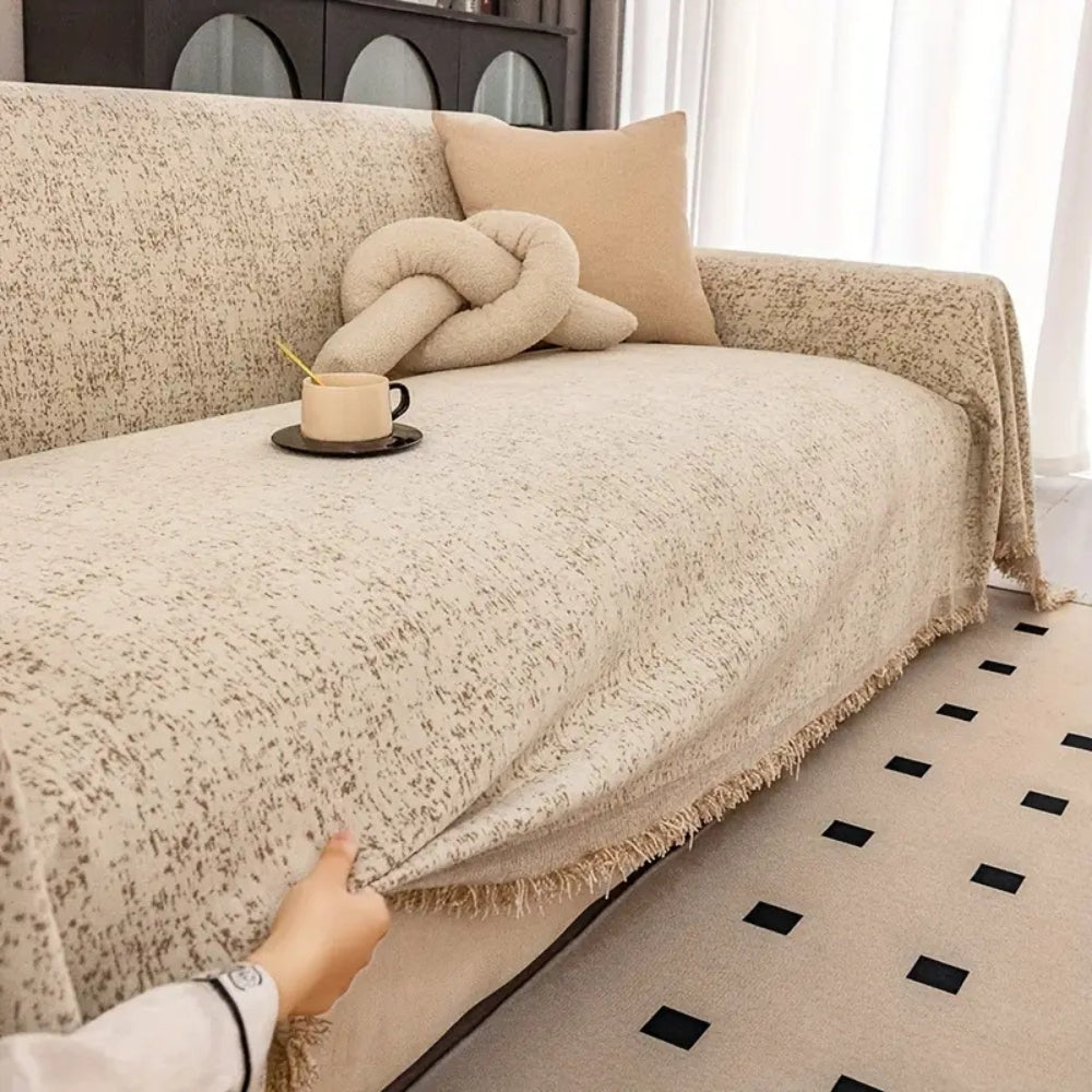 Chic Chenille Sofa Protector with Speckled Design