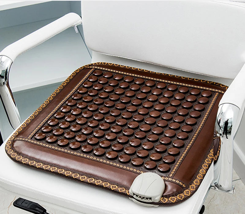 Jade and Tourmaline Heated Seat Cushion with 8 Temperature Settings for Back, Shoulder, and Muscle Relief