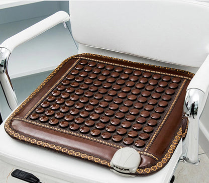 Jade and Tourmaline Heated Seat Cushion with 8 Temperature Settings for Back, Shoulder, and Muscle Relief