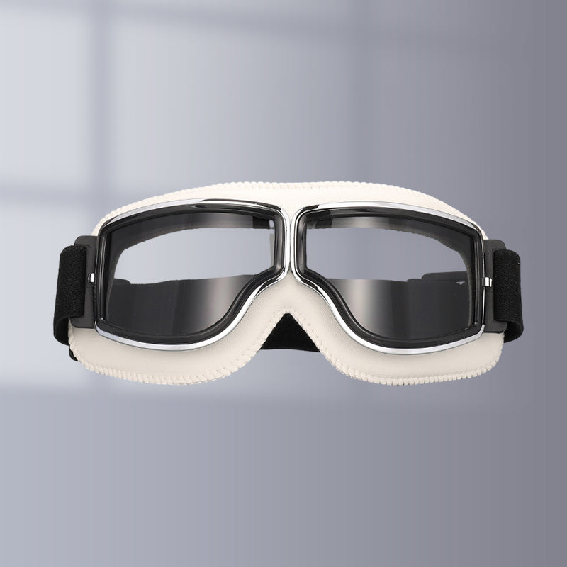 Vintage Motorcycle Goggles with Interchangeable Lenses and Padded Comfort