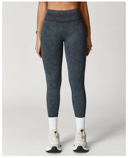 High-Waisted Ribbed Workout Leggings for Women | Seamless Stretch Fit