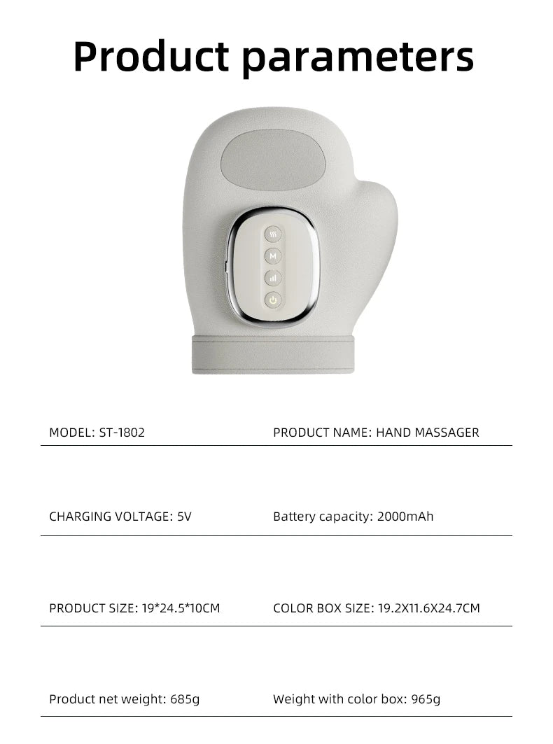 Cordless Hand Massager with Heat – Air Compression for Pain Relief in Fingers, Palm, and Wrist