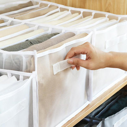 Clothes Organizer with 7-Grid Mesh Dividers for Wardrobe