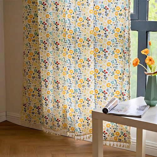 Charming Floral Tassel Curtains for Light Control