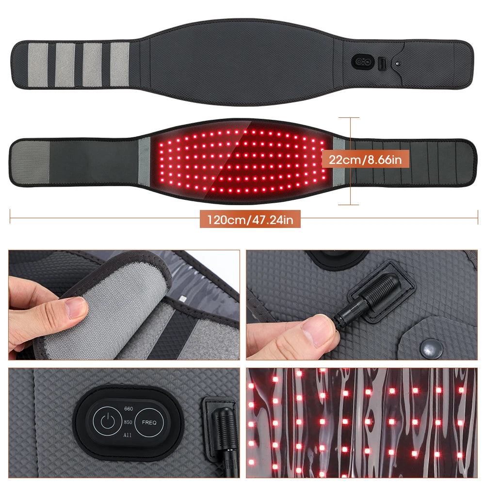 Near Infrared Waist Wrap for Pain Relief - 660nm 850nm Red Light Therapy Belt
