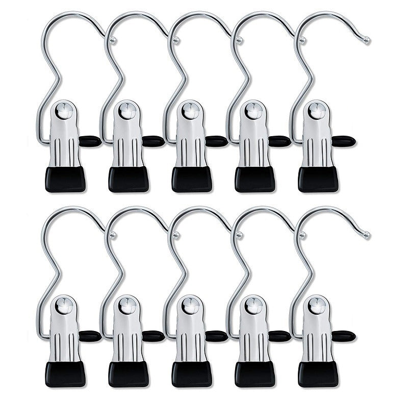 Space-Saving Stainless Steel Hanger Clips Set - 10 Pack