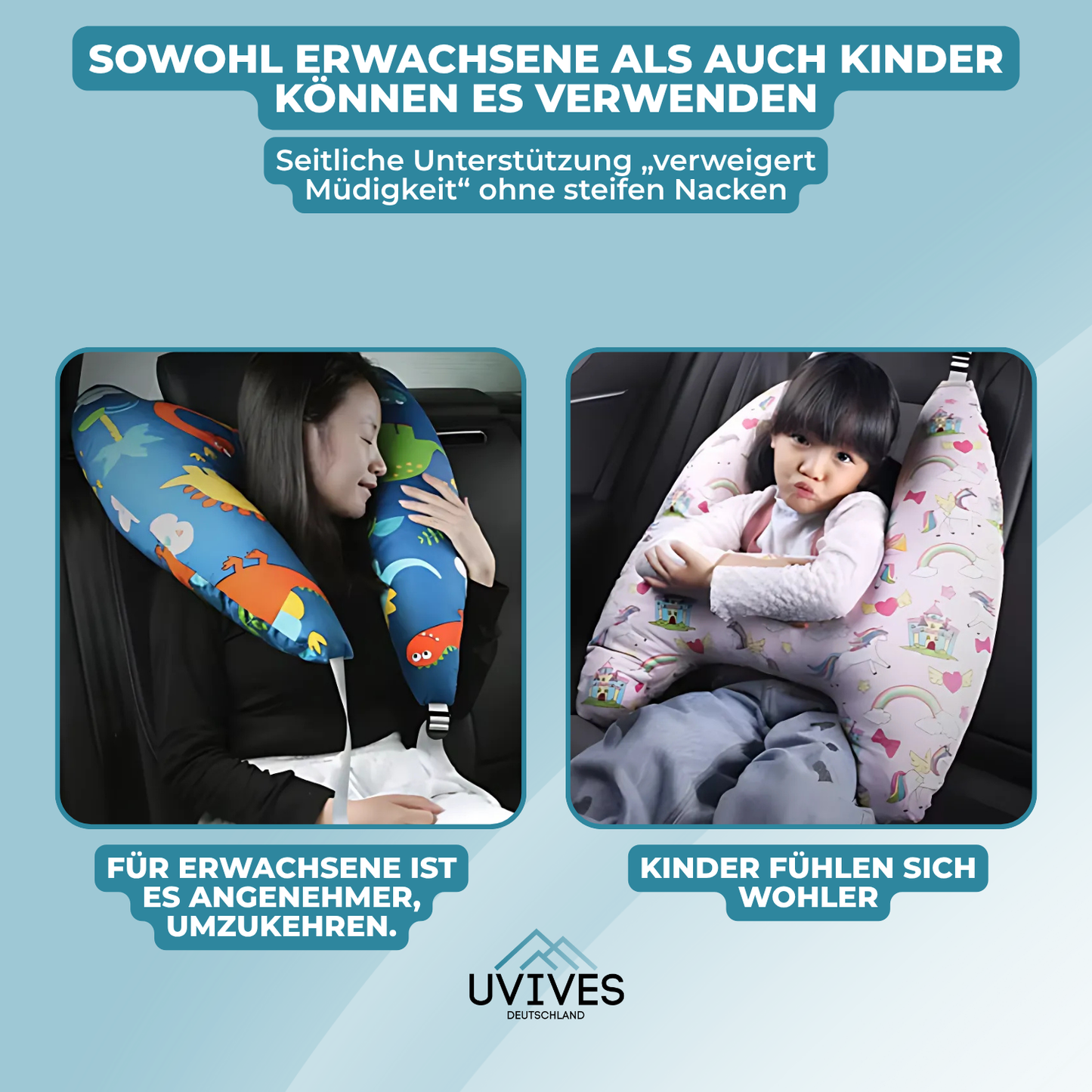 Travel Pillow for Kids - Backseat Comfort for Car Journeys