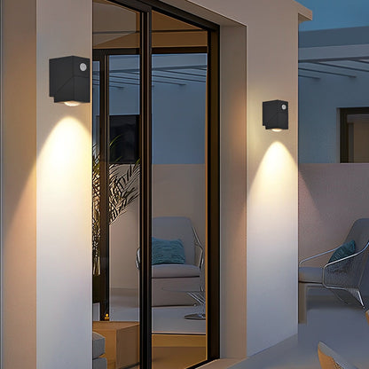 Waterproof Black Wall Lamp with Adjustable Motion Sensor and Up/Down Light