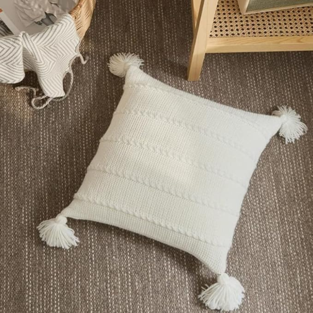 Cozy Nordic Knit Tassel Throw Pillow