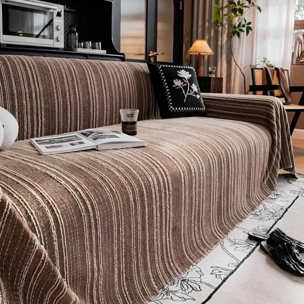 Chic Striped Chenille Sofa Protector