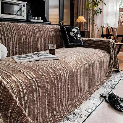 Chic Striped Chenille Sofa Protector