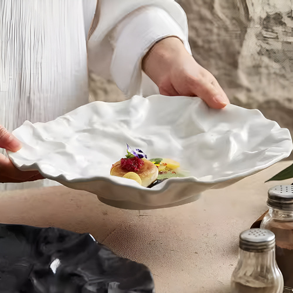 Handcrafted Ceramic Dinner Plate – Wrinkled Paper Design
