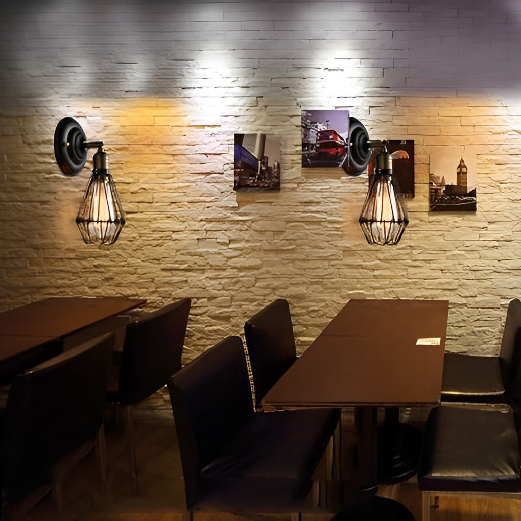 Industrial-Style Wall Light Fixture with Adjustable Iron Design