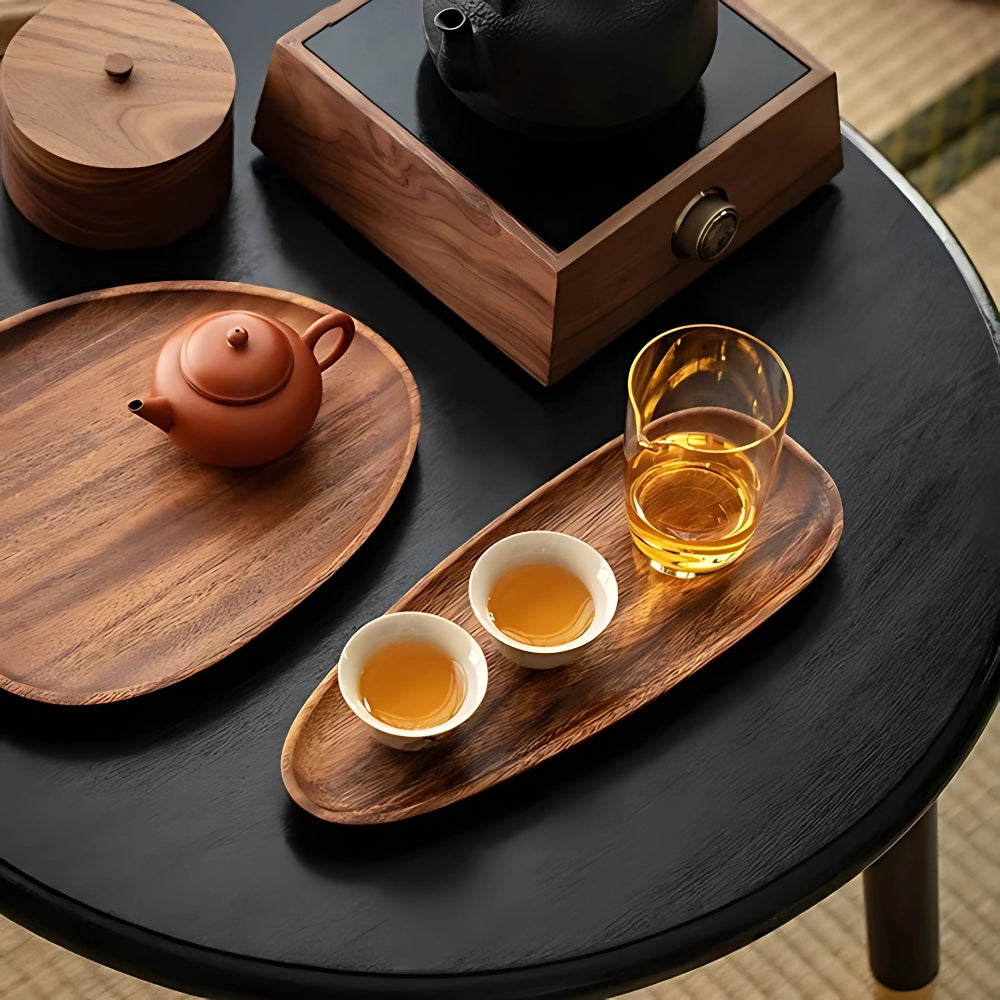 Charming Acacia Wood Oval Serving Trays Set