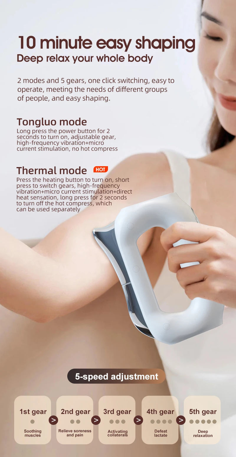 Electric Muscle Scraper with Heat – Fascia Massage Tool, Vibration & Microcurrent
