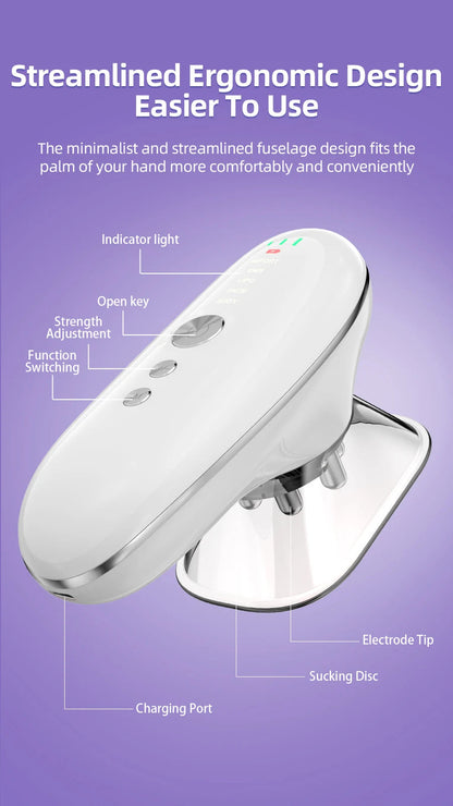 Microcurrent Suction Therapy Device with LED Light - Square & Round Cups, Auto-Off