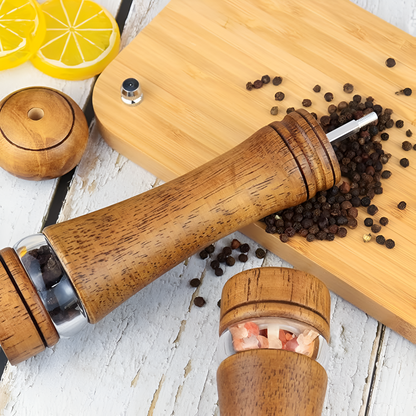 Artisan Oak Spice Mill Set for Exquisite Flavoring