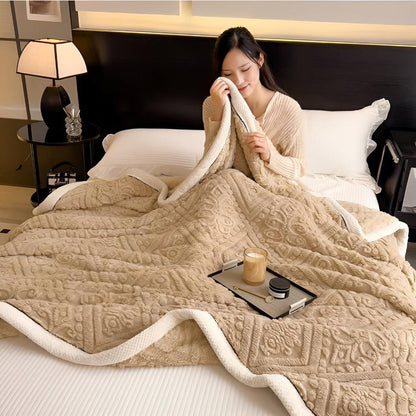 Luxurious Velvet Sherpa Blanket for Year-Round Comfort