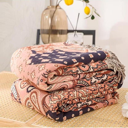 Elegant Paisley Cotton Blanket for Cozy Living Spaces