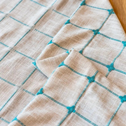 Aqua Geometric Tassel Window Drapes for Chic Interiors