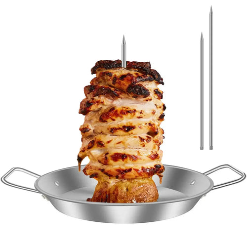 Stainless Steel Vertical Grill Skewers with Drip Tray | Set of 3, 20–30 cm