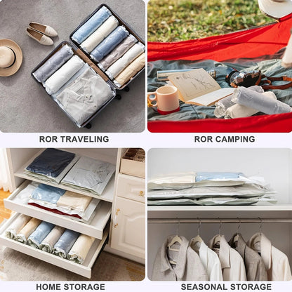 Travel Compression Bag Set | Rolling Vacuum Bags Without Pump | 2-Pack Space-Saving Luggage Organizer
