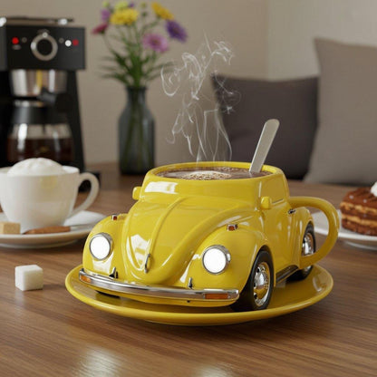 Ceramic Coffee Mug with Retro Car Design – Unique 3D Style for Beverages